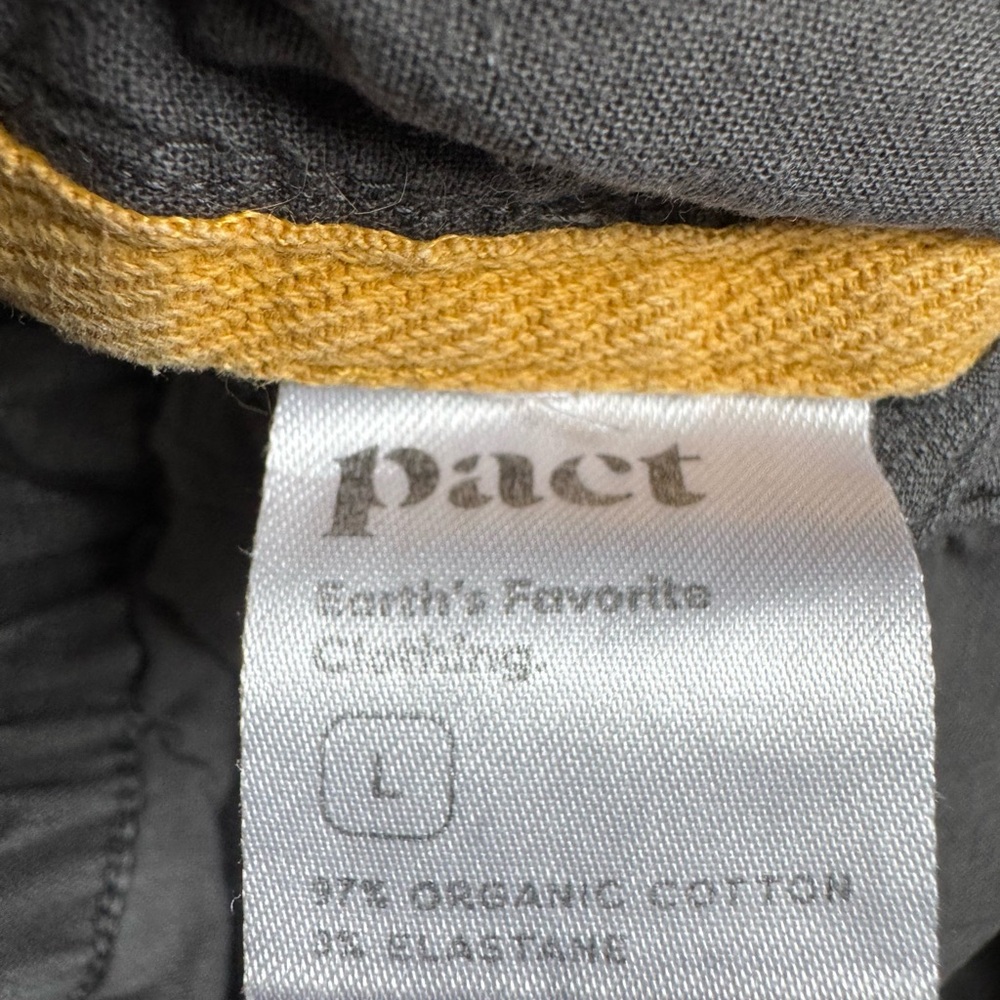 Pact Organic Cotton Canvas Slim Fit Pants Mens Large Storm Gray Elastic Waist - Picture 7 of 8